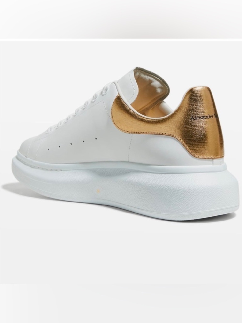 Alexander McQueen Oversized Larry Sneaker White Gold Men’s Leather 41 8 in Box - Picture 2 of 16